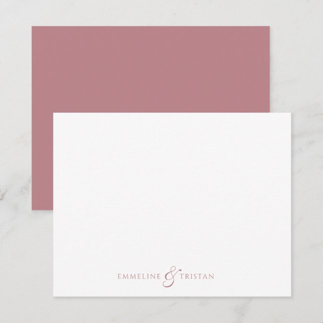 Carte De Correspondance Papeterie personnalisée pour couples Rose Poussiér (Devant / Derrière)