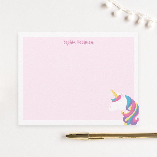 Carte De Correspondance Papeterie personnalisée pour enfants avec licorne  (Créateur téléchargé)