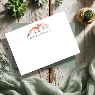 Carte De Correspondance Papeterie Personnalisée Renard Rouge Petit
