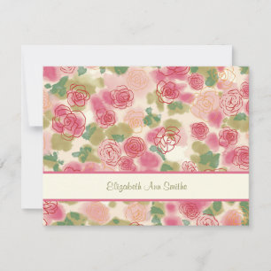 Carte De Correspondance Papeterie personnalisée Rose à roulettes