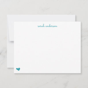 Carte De Correspondance Papeterie personnalisée turquoise Doodle Heart