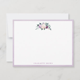 Carte De Correspondance Papeterie personnalisée violet botanique en fleurs