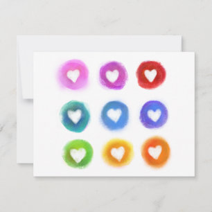 Carte De Correspondance Papeterie personnelle : Cœurs d'amour arc-en-ciel