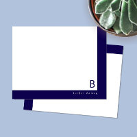 Papeterie personnelle coin à monogramme bande bleu