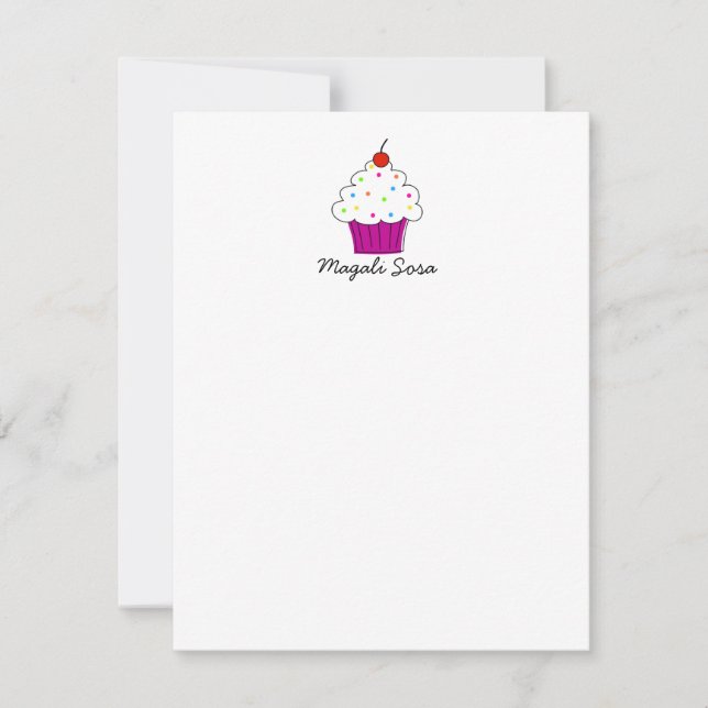 Carte De Correspondance Papeterie personnelle Cupcake, 4,25x5,5 (Devant)