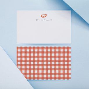 Carte De Correspondance Papeterie personnelle Pastèque Picnic Gingham Roug