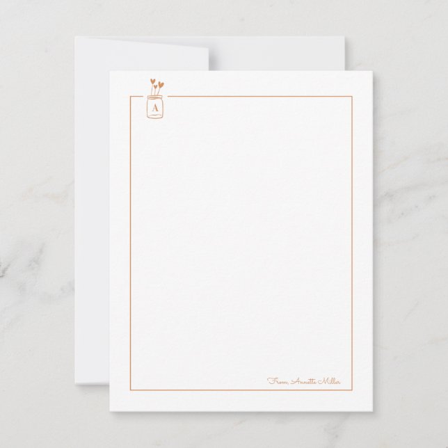 Carte De Correspondance Papeterie personnelle Pot en grès coeurs mignons M (Devant)