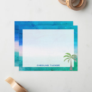 Carte De Correspondance Papeterie Plage Océan Tropical Palmier