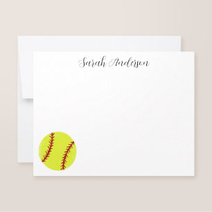 Carte De Correspondance Papeterie plate personnalisée de softball mignonne