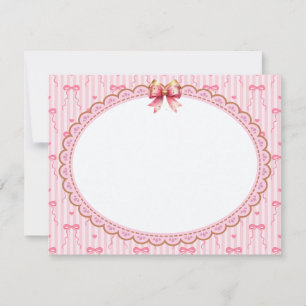 Carte De Correspondance Papeterie Remerciement Ruban Rose et Or Élégant