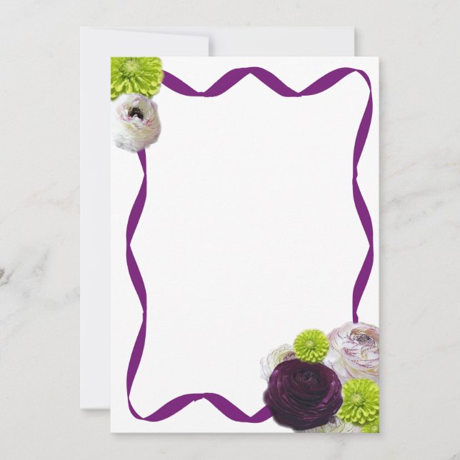 Carte De Correspondance Papeterie Rose Pourpre et Ruban (Devant)
