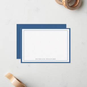 Carte De Correspondance Papeterie simple à bordure bleue marine