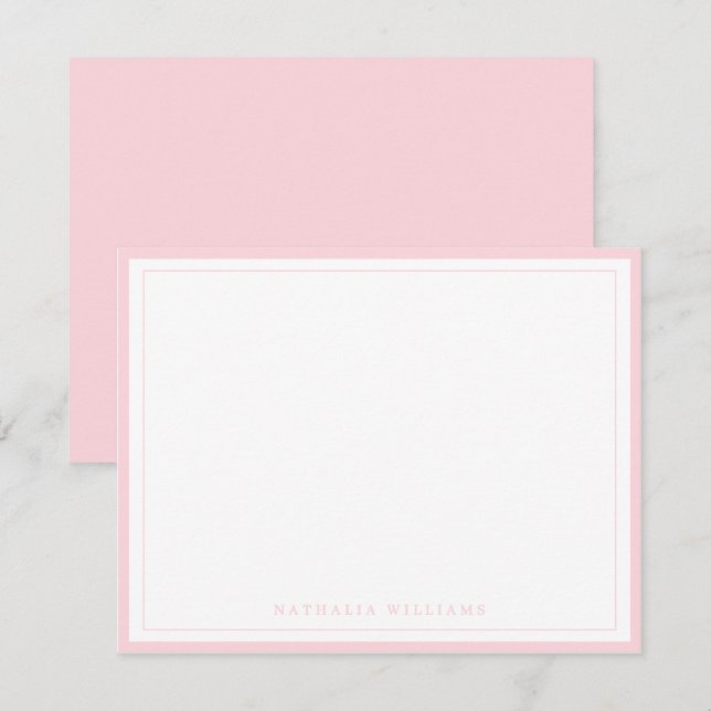 Carte De Correspondance Papeterie simple à bordure rose (Devant / Derrière)