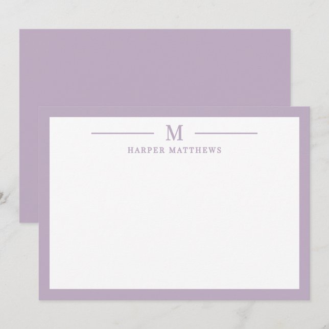 Carte De Correspondance Papeterie simple classique violette (Devant / Derrière)