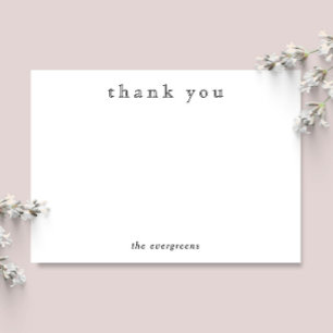 Carte De Correspondance Papeterie simple Merci Nom de famille