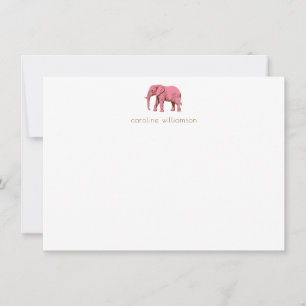 Carte De Correspondance Papeterie simple personnalisée Éléphant rose