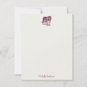 Carte De Correspondance Papeterie tendance personnalisée Tigre Rose