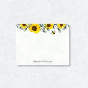 Carte De Correspondance Papeterie Tournesols Eucalyptus Abeille