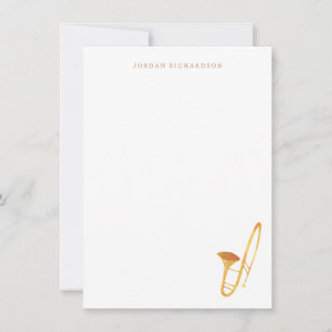 Carte De Correspondance Papeterie Trombone - Instrument Merci Notes