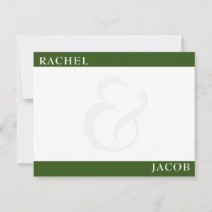 Carte De Correspondance Papeterie Vert Foncé Minimaliste Moderne pour Coup