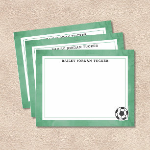Carte De Correspondance Papeterie verte aquarelle ballon de football