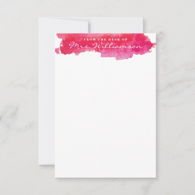 Carte De Correspondance Papier à aquarelle rose chaud (Devant)