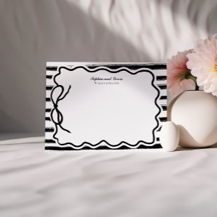 Carte De Correspondance Papier à couple en Bow de griffes noir et blanc