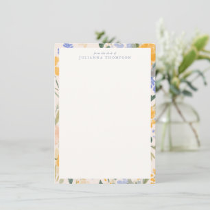 Carte De Correspondance Papier à Lettre Floral Aquarelle Personnalisé avec