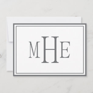 Carte De Correspondance Papier à Lettre Minimaliste Monogrammé Gris