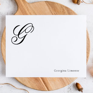 Carte De Correspondance Papier à Lettre Monogramme Écriture Élégante Perso