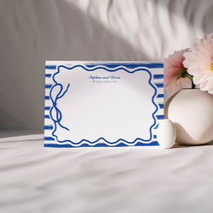 Carte De Correspondance Papier à lettres à coude bleu à main tiré