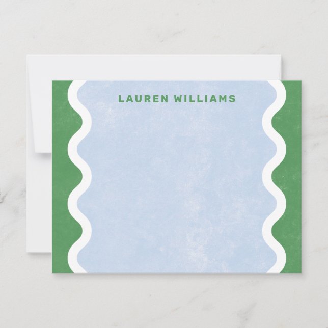 Carte De Correspondance Papier à lettres à lignes ondulées - Vert (Devant)