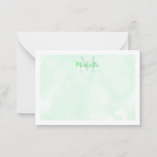 Carte De Correspondance Papier à lettres aquarelle pastel vert monogramme 