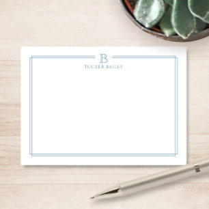 Carte De Correspondance Papier à lettres classique Monogramme bordure bleu