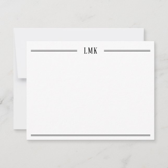 Carte De Correspondance Papier à lettres classique monogramme double bordu (Devant)