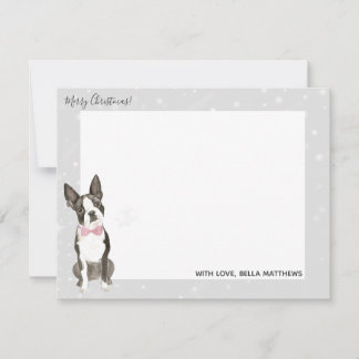 Carte De Correspondance Papier à lettres de Noël pour chien Boston Terrier