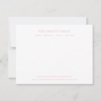Carte De Correspondance Papier à lettres de nom de famille rose minuscule