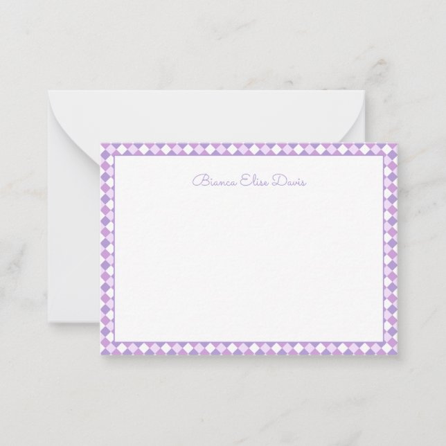 Carte De Correspondance Papier à lettres enfantin Gingham Violet Pastel (Devant)