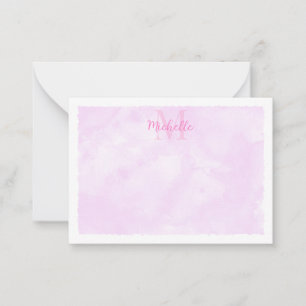 Carte De Correspondance Papier à lettres monogrammé aquarelle pastel rose 