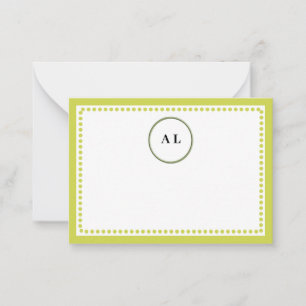 Carte De Correspondance Papier à lettres Monogramme vert citron à bordure