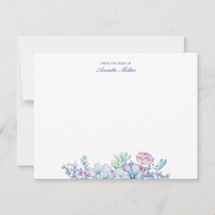 Carte De Correspondance Papier à lettres personnalisé avec fleurs succulen