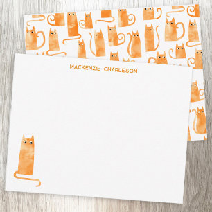 Carte De Correspondance Papier à lettres personnalisé Orange Cat