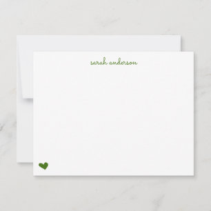 Carte De Correspondance Papier à lettres personnalisées Green Doodle Heart