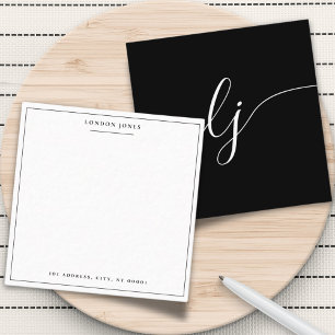 Carte De Correspondance Papier à lettres personnalisées noir simple Script