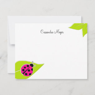 Carte De Correspondance Papier à lettres personnalisées Pink Ladybug
