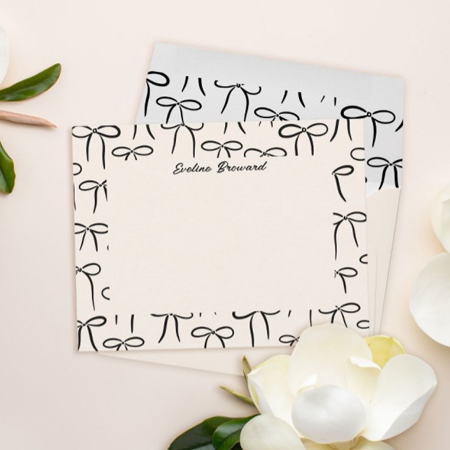 Carte De Correspondance Papier à lettres personnel Black and Cream Simple  (Créateur téléchargé)