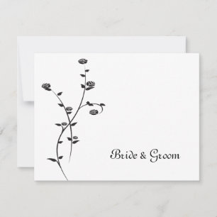 Carte De Correspondance Papier à lettres plat Mariage Roses noir et blanc 
