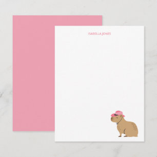 Carte De Correspondance Papier à lettres pour enfants capybara fille cowbo