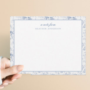 Carte De Correspondance Papier à lettres vintage bleu floral personnalisé