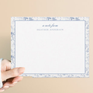 Carte De Correspondance Papier à lettres vintage bleu floral personnalisé